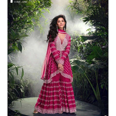 Chinon Silk RIN184 SHIVANI Suits & Dresses Wedding Collections Festive Collections Wholesale Embroidery Suits Palazzo Suit Georgette Suit