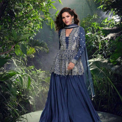 Chinon Silk RIN184 SHIVANI Suits & Dresses Wedding Collections Festive Collections Wholesale Embroidery Suits Palazzo Suit Georgette Suit