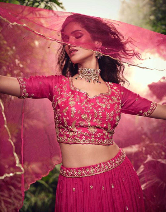 Chinon Silk RIN197 APURVA-5735 Lehengas Wedding Collections Festive Collections Wholesale Designer Lehenga Silk Lehenga Embroidered Lehenga