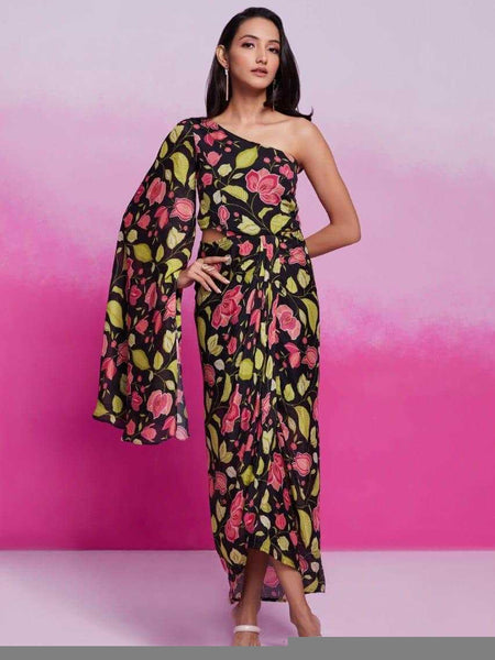 Chinon Silk RIN197 Ready To Wear Collection Western Wears Wholesale One Piece Dress