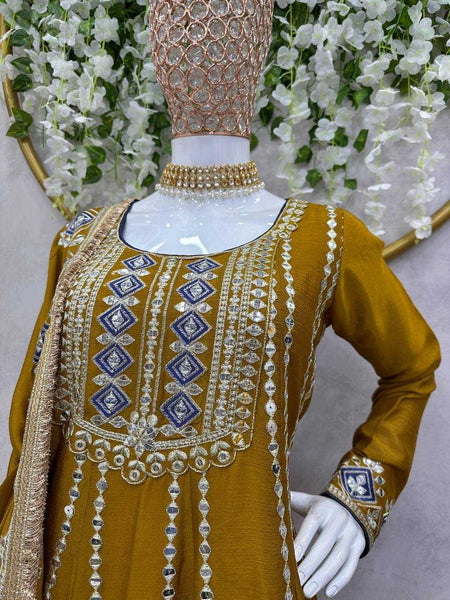 CHINON SILK RIN133 1465 SUIT WHOLESALE LADIES EMBROIDERY PATIALA SUIT