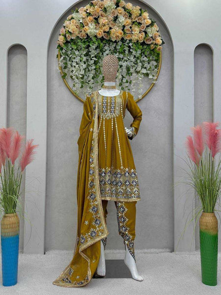 CHINON SILK RIN133 1465 SUIT WHOLESALE LADIES EMBROIDERY PATIALA SUIT