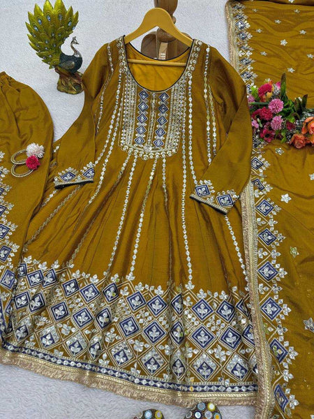 CHINON SILK RIN133 1465 SUIT WHOLESALE LADIES EMBROIDERY PATIALA SUIT