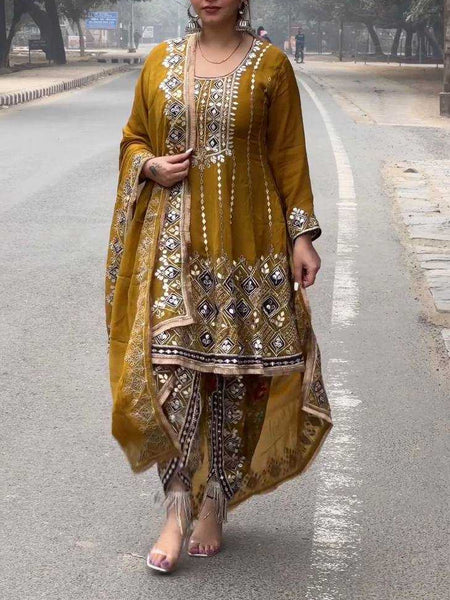 CHINON SILK RIN133 1465 SUIT WHOLESALE LADIES EMBROIDERY PATIALA SUIT