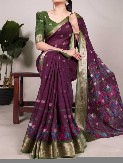 Cotton KESH134 7031 Sarees Wholesale Jacquard Saree Printed Cotton Saree Cotton Sarees