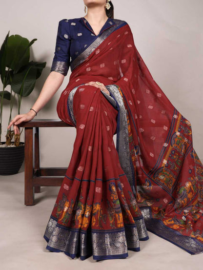 Cotton KESH134 7031 Sarees Wholesale Jacquard Saree Printed Cotton Saree Cotton Sarees