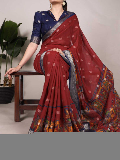 Cotton KESH134 7031 Sarees Wholesale Jacquard Saree Printed Cotton Saree Cotton Sarees