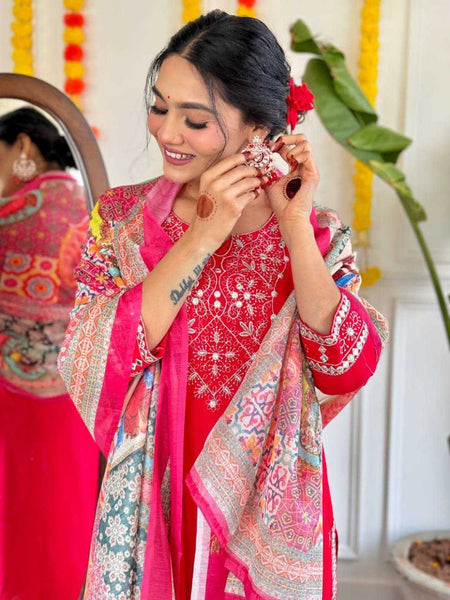 Cotton KESH495 Gotapati Suits & Dresses Wholesale Ladies Suits Printed Suits Embroidery Suits