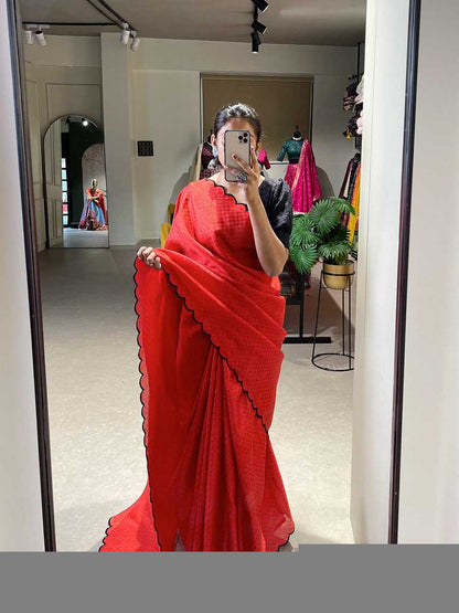 Cotton RIN197 7105 Sarees Wholesale Fancy Sarees Cutwork Saree Cotton Sarees Office Wear Sarees