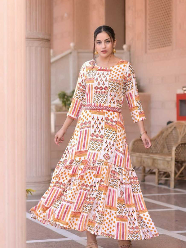 Cotton RIN207 3088 Gowns Wholesale Printed Gowns Fancy Gowns Long Gowns