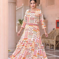 Cotton RIN207 3088 Gowns Wholesale Printed Gowns Fancy Gowns Long Gowns