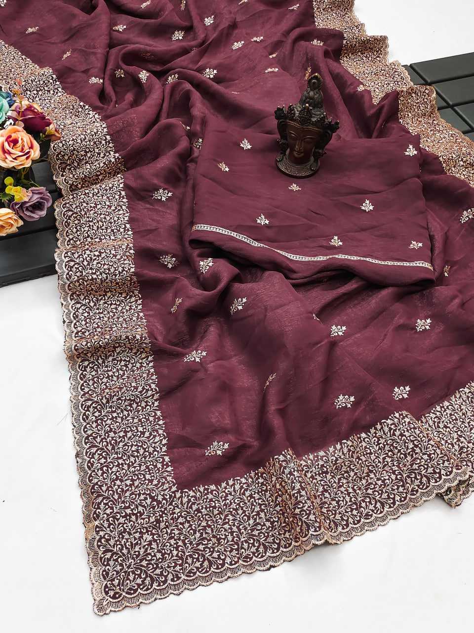 Crunchi RIN118 229 Sarees Wedding Collections Festive Collections Wholesale Embroidered Sarees Festive Sarees Sarees With Blouse