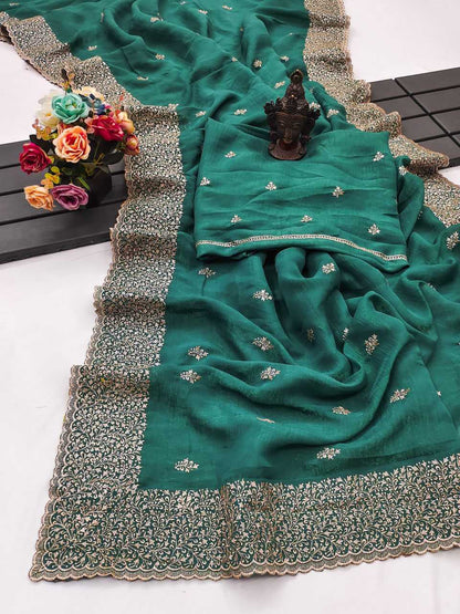 Crunchi RIN118 229 Sarees Wedding Collections Festive Collections Wholesale Embroidered Sarees Festive Sarees Sarees With Blouse
