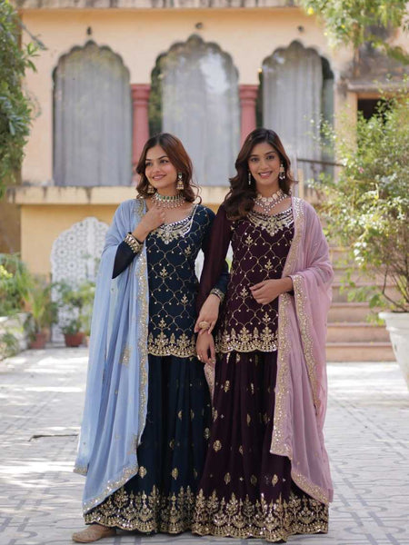 Faux Blooming KESH489 1145 Suits & Dresses Wholesale Ladies Suits Embroidery Suits Palazzo Suit