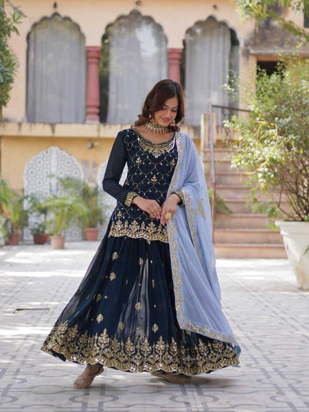 Faux Blooming KESH489 1145 Suits & Dresses Wholesale Ladies Suits Embroidery Suits Palazzo Suit