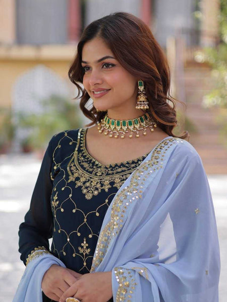 Faux Blooming KESH489 1145 Suits & Dresses Wholesale Ladies Suits Embroidery Suits Palazzo Suit