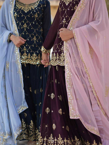 Faux Blooming KESH489 1145 Suits & Dresses Wholesale Ladies Suits Embroidery Suits Palazzo Suit