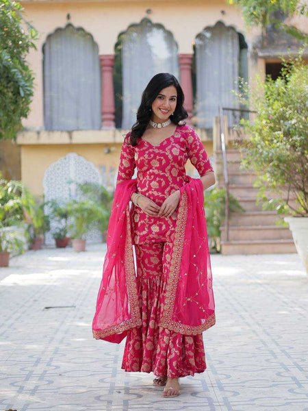 Faux Blooming KESH491 9217 Suits & Dresses Wholesale Printed Suits Embroidery Suits Palazzo Suit