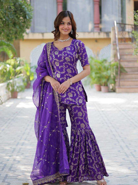 Faux Blooming KESH491 9217 Suits & Dresses Wholesale Printed Suits Embroidery Suits Palazzo Suit