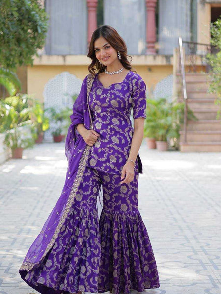 Faux Blooming KESH491 9217 Suits & Dresses Wholesale Printed Suits Embroidery Suits Palazzo Suit