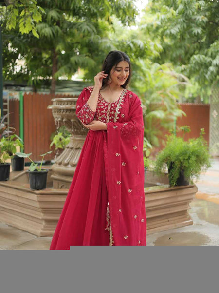 Faux Blooming RIN197 GOWN-WITH-DUPATTA Gowns Wholesale Embroidery Gowns Anarkali Gown Long Gowns