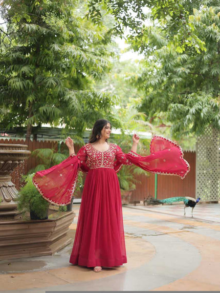 Faux Blooming RIN197 GOWN-WITH-DUPATTA Gowns Wholesale Embroidery Gowns Anarkali Gown Long Gowns