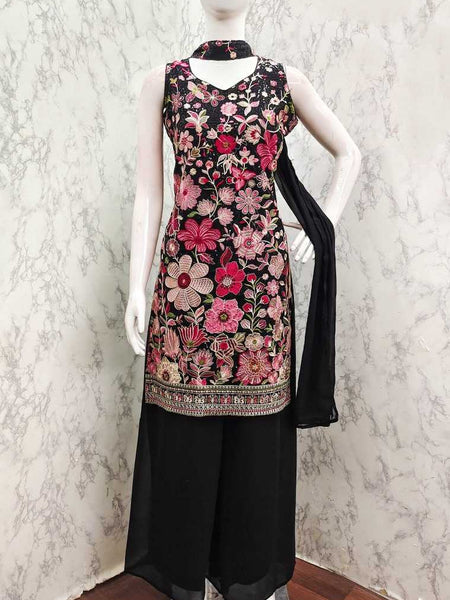 Faux Blooming Suits & Dresses Wholesale Ladies Suits Palazzo Suit Embroidered Suits