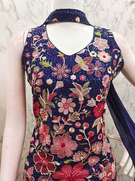 Faux Blooming Suits & Dresses Wholesale Ladies Suits Palazzo Suit Embroidered Suits