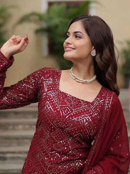 Faux Georgette KESH489 1133 Suits & Dresses Wholesale Ladies Suits Sharara Salwar Suits Embroidery Suits Floor-Length Dresses