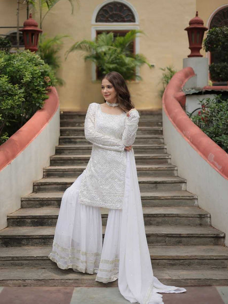 Faux Georgette KESH489 1133 Suits & Dresses Wholesale Ladies Suits Sharara Salwar Suits Embroidery Suits Floor-Length Dresses