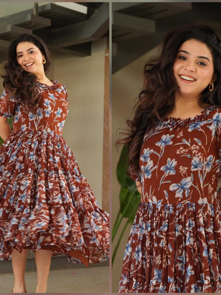 Faux Georgette KESH491 9233 Gowns Wholesale Printed Gowns Fancy Gowns Party Gowns