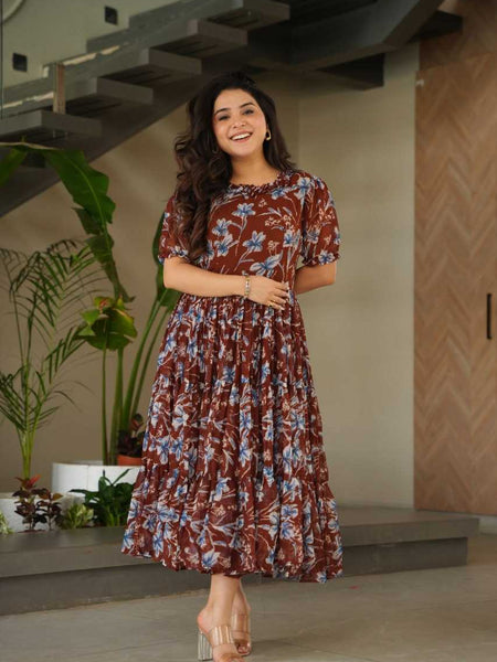 Faux Georgette KESH491 9233 Gowns Wholesale Printed Gowns Fancy Gowns Party Gowns