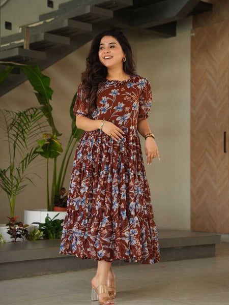 Faux Georgette KESH491 9233 Gowns Wholesale Printed Gowns Fancy Gowns Party Gowns