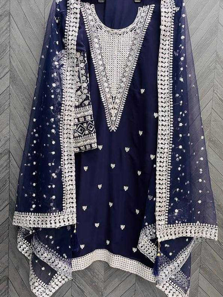 Faux Georgette RIN131 1026 Suits & Dresses Wholesale Ladies Suits Embroidery Suits Zari Work Suit