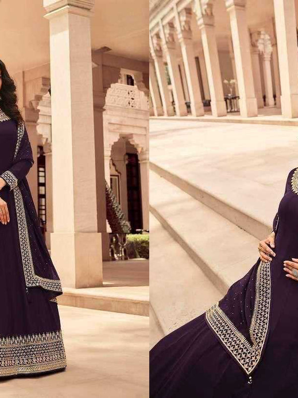 FAUX GEORGETTE RIN131 14824 GOWNS WHOLESALE WEDDING EMBROIDERY GEORGETTE LONG GOWNS