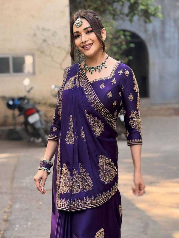 FAUX GEORGETTE RIN133 451 SAREES WHOLESALE DESIGNER GEORGETTE SEQUENCE MADHURI DIXIT SAREEES WEDDING SAREES