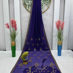 FAUX GEORGETTE RIN133 451 SAREES WHOLESALE DESIGNER GEORGETTE SEQUENCE MADHURI DIXIT SAREEES WEDDING SAREES