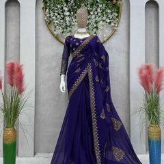 FAUX GEORGETTE RIN133 451 SAREES WHOLESALE DESIGNER GEORGETTE SEQUENCE MADHURI DIXIT SAREEES WEDDING SAREES