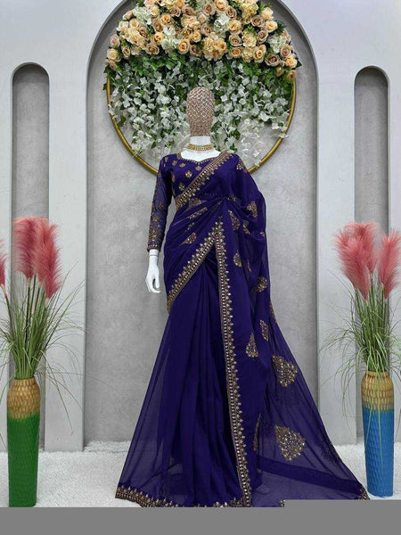 FAUX GEORGETTE RIN133 451 SAREES WHOLESALE DESIGNER GEORGETTE SEQUENCE MADHURI DIXIT SAREEES WEDDING SAREES