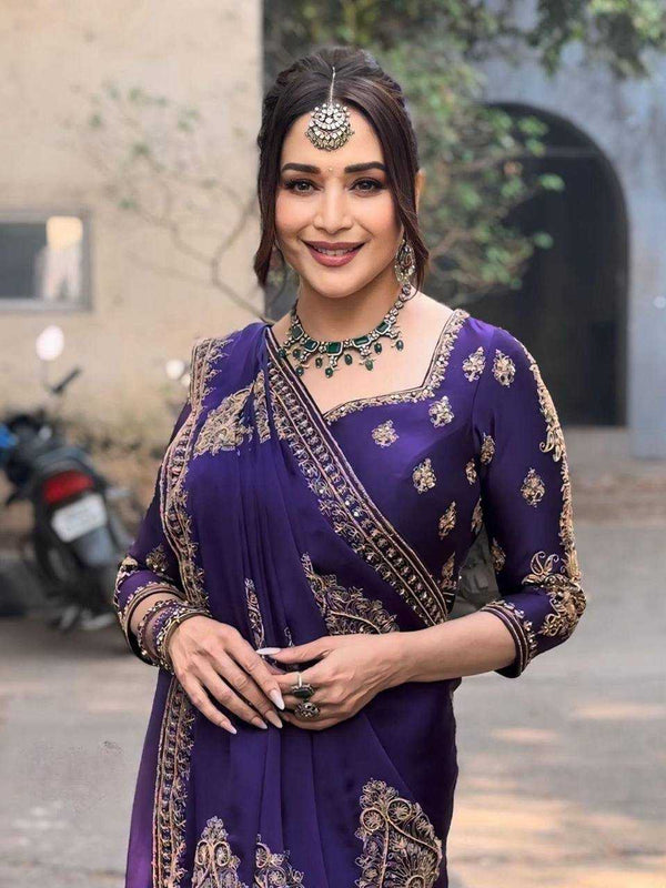 FAUX GEORGETTE RIN133 451 SAREES WHOLESALE DESIGNER GEORGETTE SEQUENCE MADHURI DIXIT SAREEES WEDDING SAREES