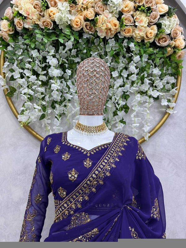 FAUX GEORGETTE RIN133 451 SAREES WHOLESALE DESIGNER GEORGETTE SEQUENCE MADHURI DIXIT SAREEES WEDDING SAREES