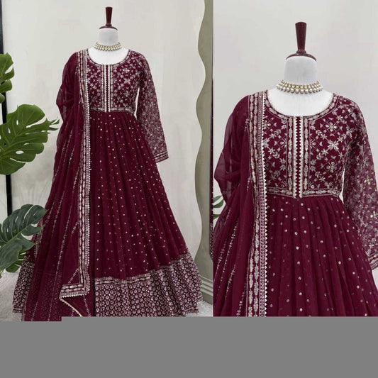 Faux Georgette RIN162 5849 Gowns Wholesale Embroidery Gowns Anarkali Gown Long Gowns Wedding Gown