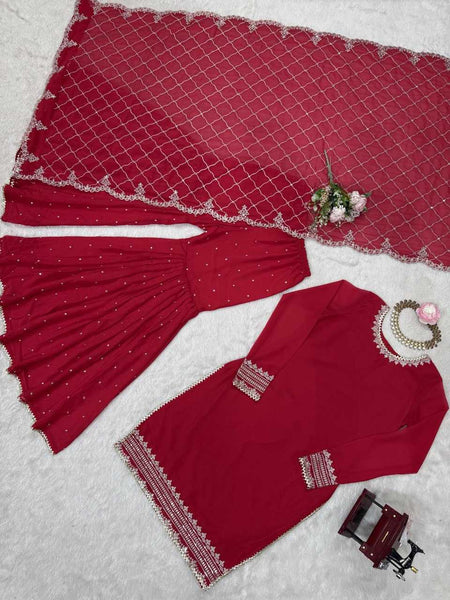 Faux Georgette RIN162 5867 Suits & Dresses Wholesale Ladies Suits Sharara Salwar Suits Embroidery Suits