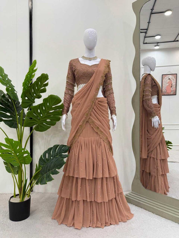 Faux Georgette RIN162 6489 Lehengas Wholesale Designer Lehenga Fancy Lehenga Embroidered Lehenga