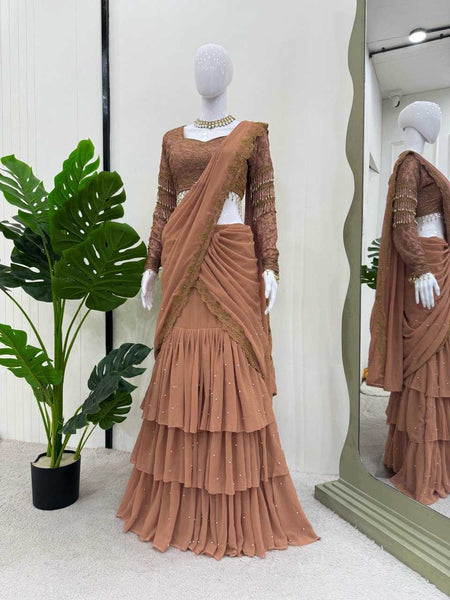 Faux Georgette RIN162 6489 Lehengas Wholesale Designer Lehenga Fancy Lehenga Embroidered Lehenga