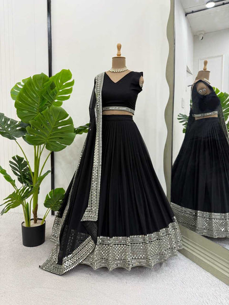 Faux Georgette RIN162 Lehengas Wholesale Fancy Lehenga Floral Lehenga Sequins Lehenga