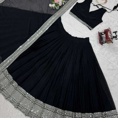 Faux Georgette RIN162 Lehengas Wholesale Fancy Lehenga Floral Lehenga Sequins Lehenga