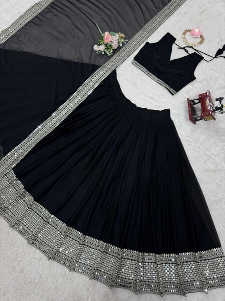 Faux Georgette RIN162 Lehengas Wholesale Fancy Lehenga Floral Lehenga Sequins Lehenga