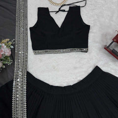 Faux Georgette RIN162 Lehengas Wholesale Fancy Lehenga Floral Lehenga Sequins Lehenga