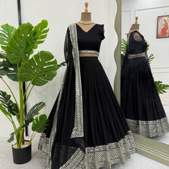 Faux Georgette RIN162 Lehengas Wholesale Fancy Lehenga Floral Lehenga Sequins Lehenga